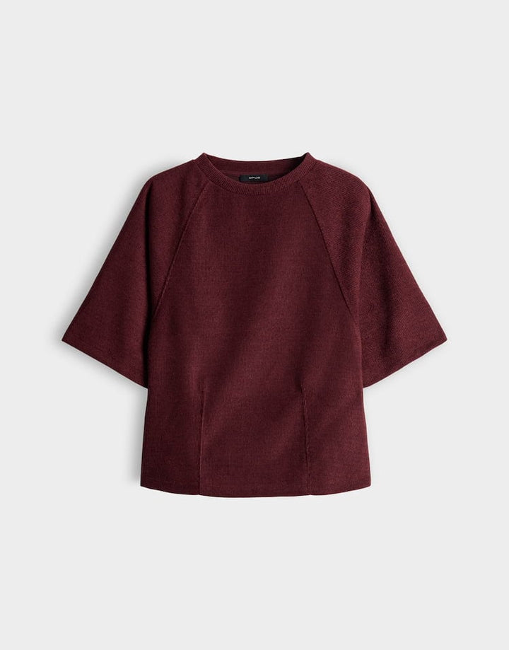 Opus Salinie 10619914471460 t-shirt k/m dames wijnrood - Bordeaux