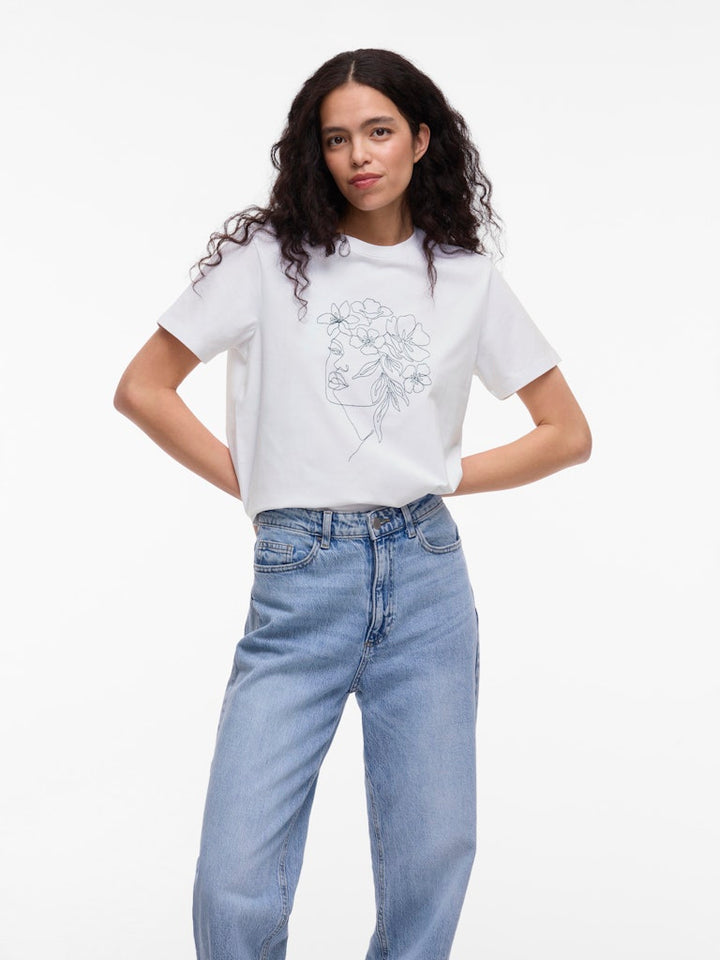 Vila 14103448 nora t-shirt k/m dames wit