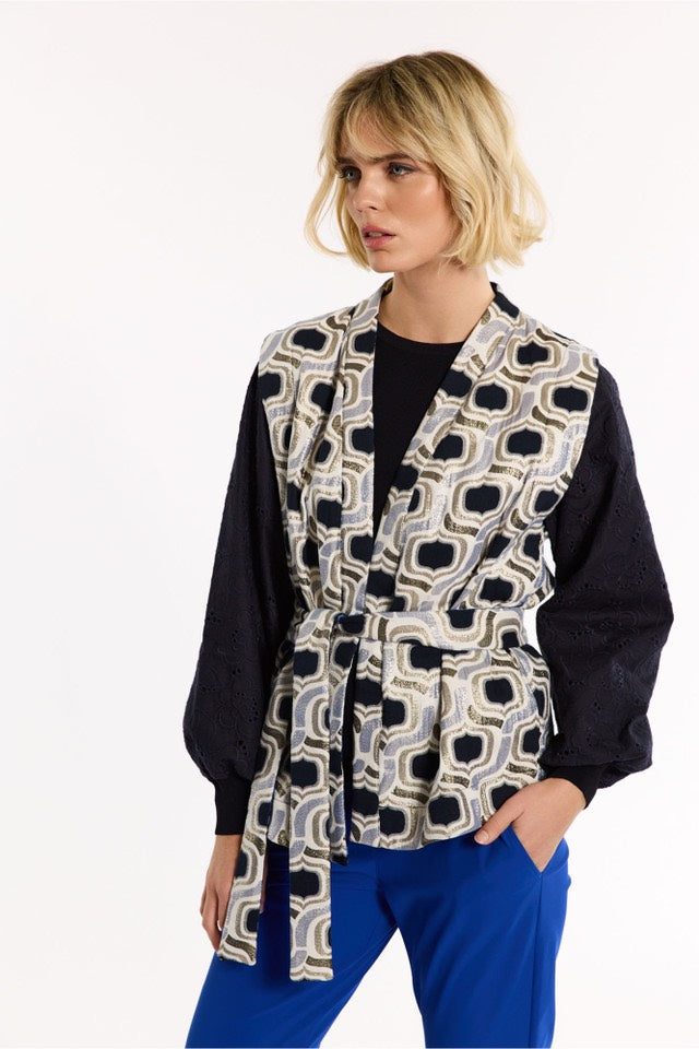 Studio Anneloes Nona gilet dames blauw dessin