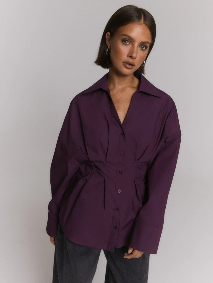 Refined department R2609941067 blouse l/m dames aubergine