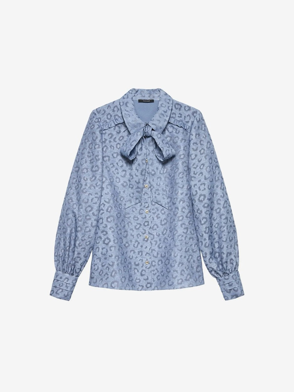 Nikkie blouse l/m dames blauw dessin