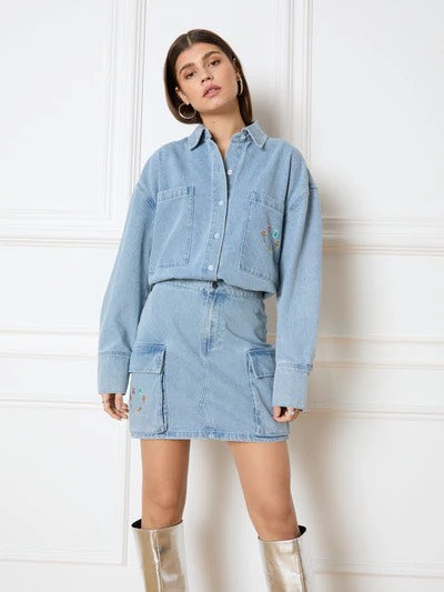 Refined department kort denim rok – dames - Blue Denim