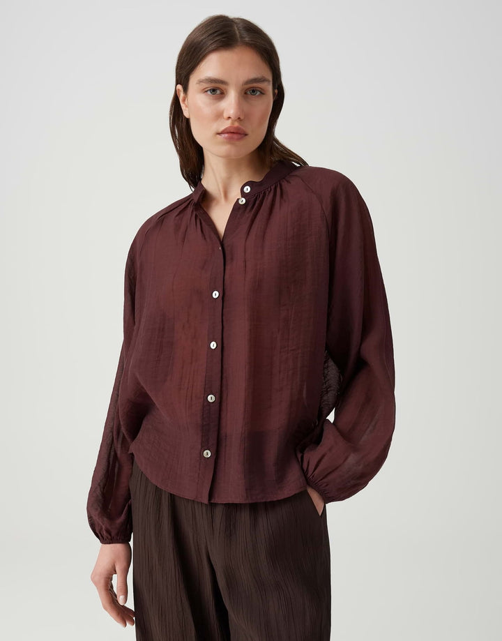 Opus Fabrielle blouse l/m dames – wijnrood