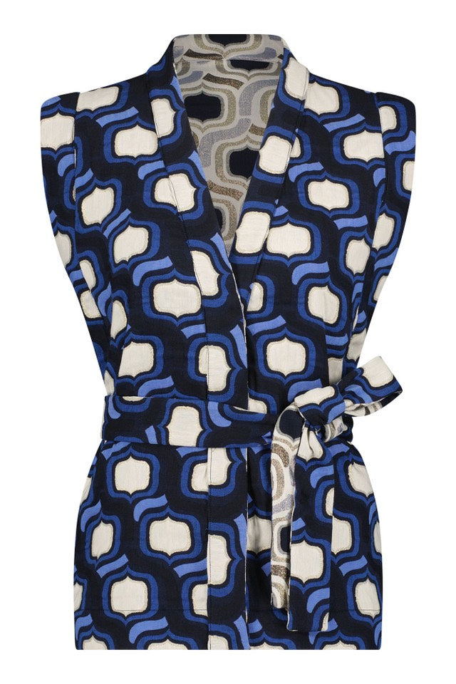 Studio Anneloes Nona gilet dames blauw dessin