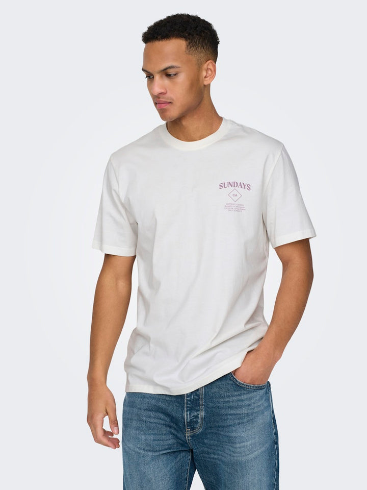 ONLY & SONS t-shirt k/m heren off-white – Skye