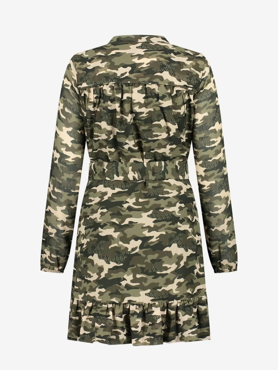 Nikkie N 5-560 2401 jurk kort dames groen dessin