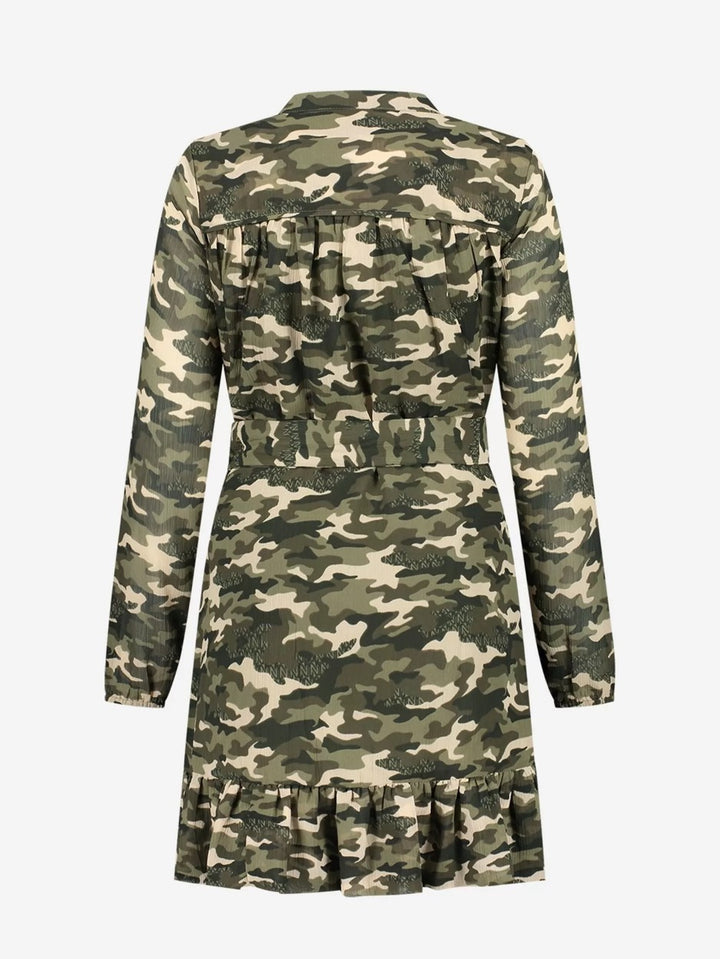 Nikkie N 5-560 2401 jurk kort dames groen dessin