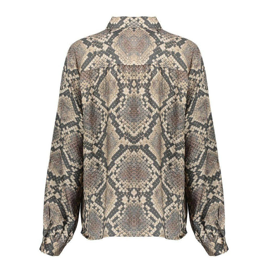 Geisha blouse l/m bruin dessin – dames