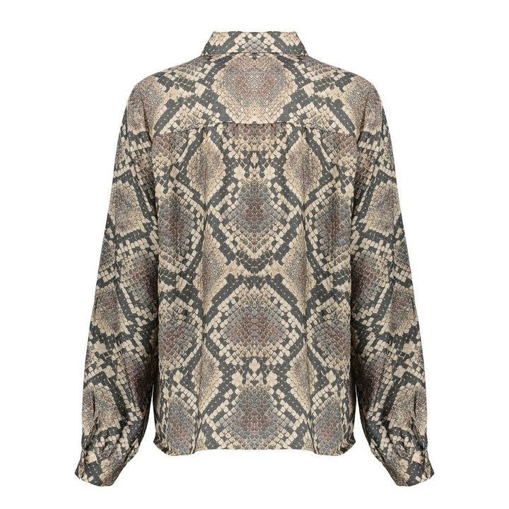 Geisha 53644-20 blouse l/m dames bruin dessin