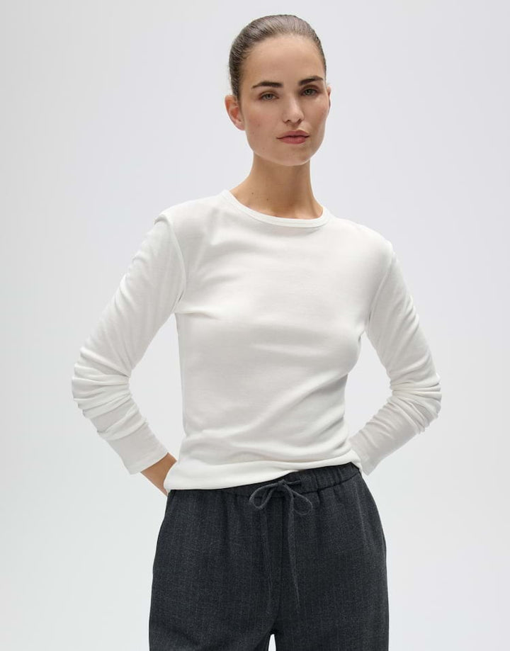 Opus Sherrie 1062489343100 t-shirt l/m dames off-white