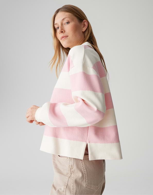 Opus Glocki 10500413727393 polo l/m dames roze dessin