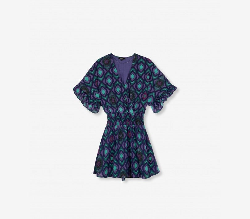 Alix the label jurk kort dames paars dessin