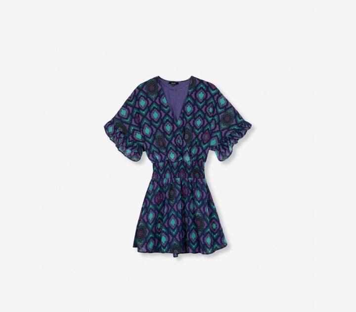 Alix the label jurk kort dames paars dessin