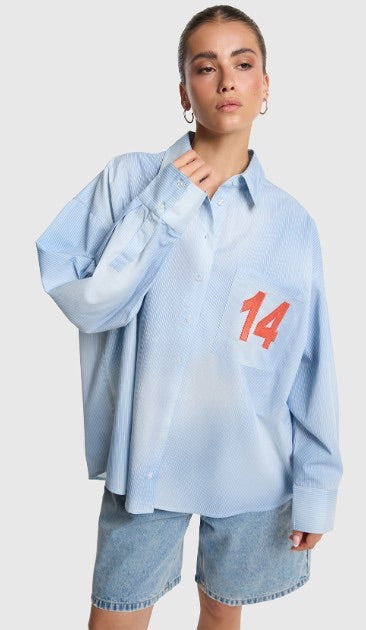 Alix the label blouse l/m blauw dessin – dames