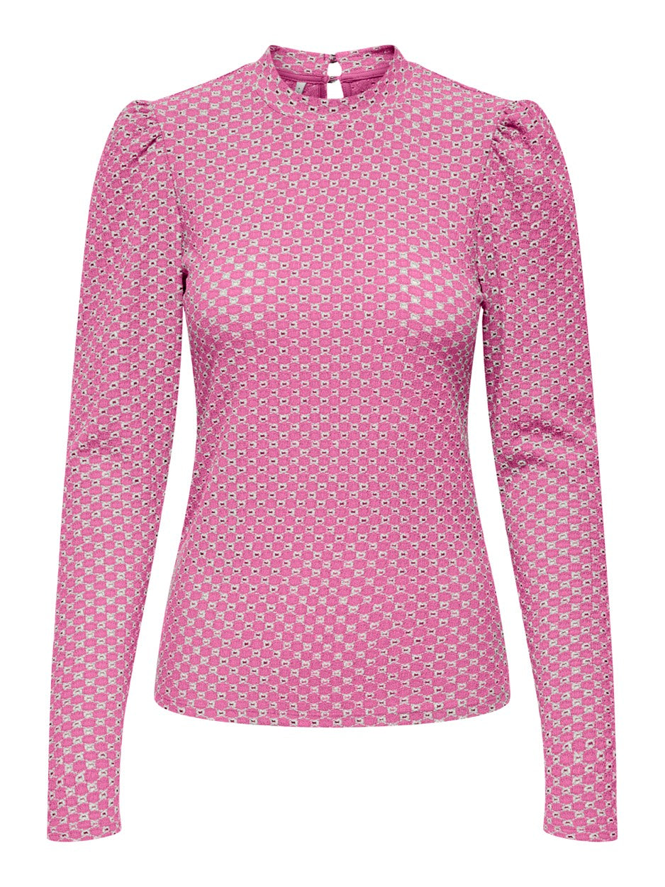 Only 15343569 genny top l/m dames – roze dessin