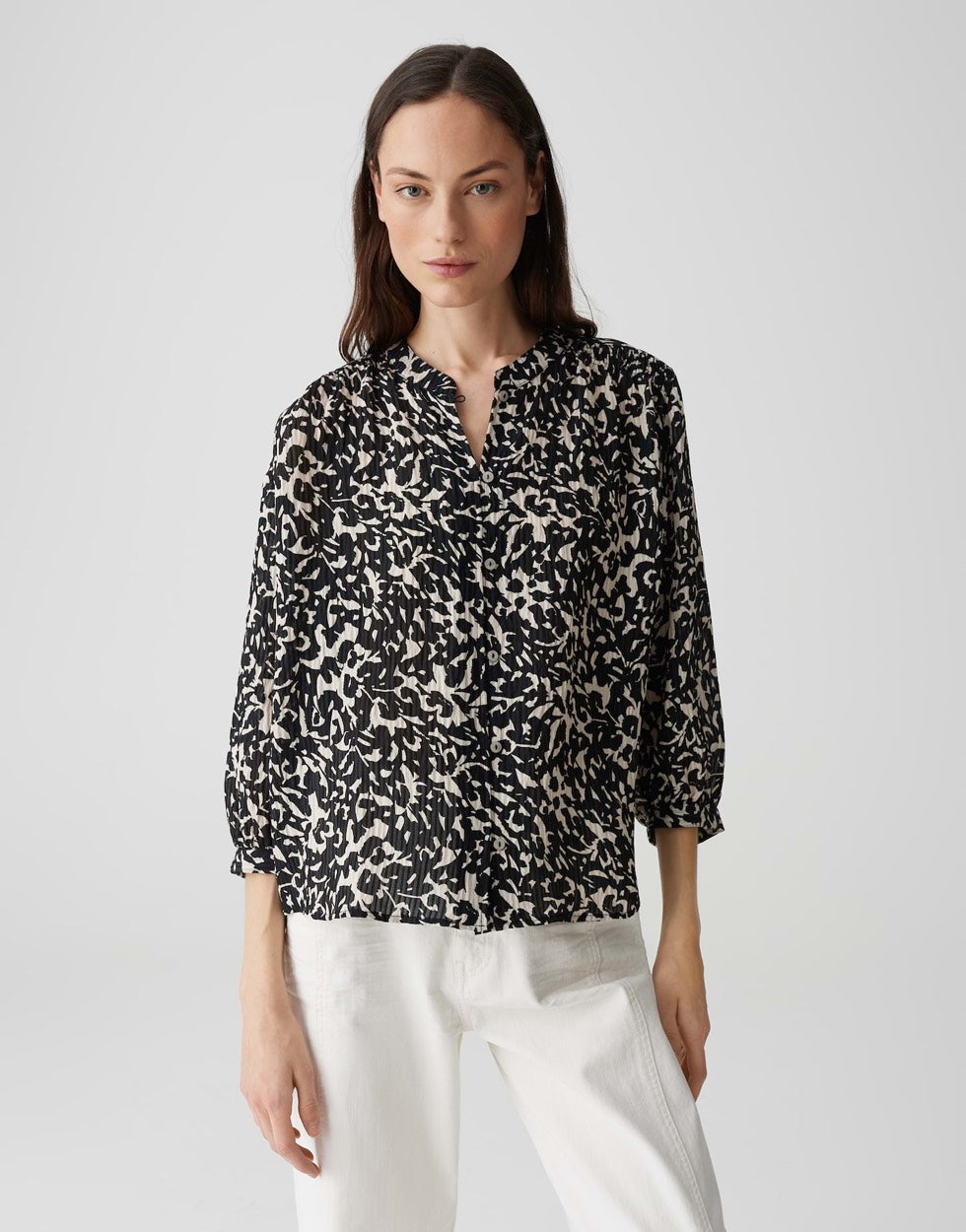 Opus blouse l/m dames zwart dessin – Famelia 10397513054100