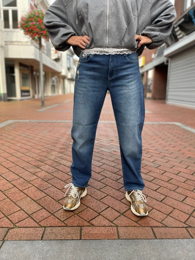 MAC women 3110 Danny glitter jeans low croth-baggy fit blue denim