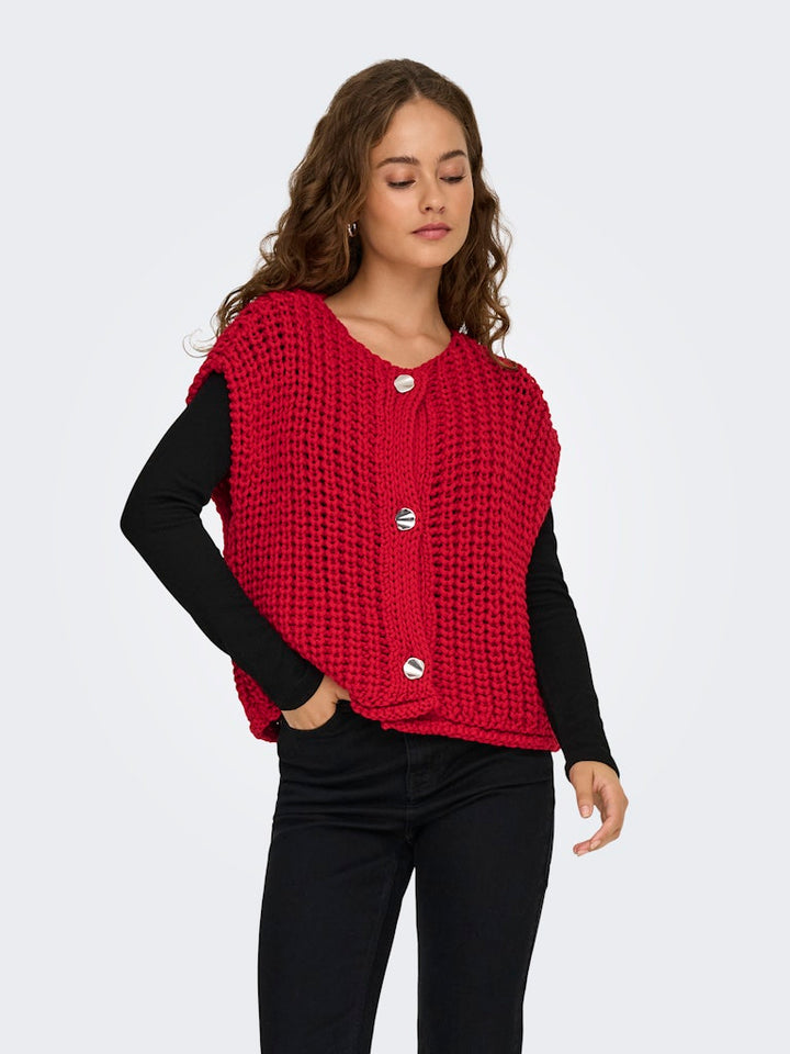 Only 15352208 Chloe gilet gebreid rood