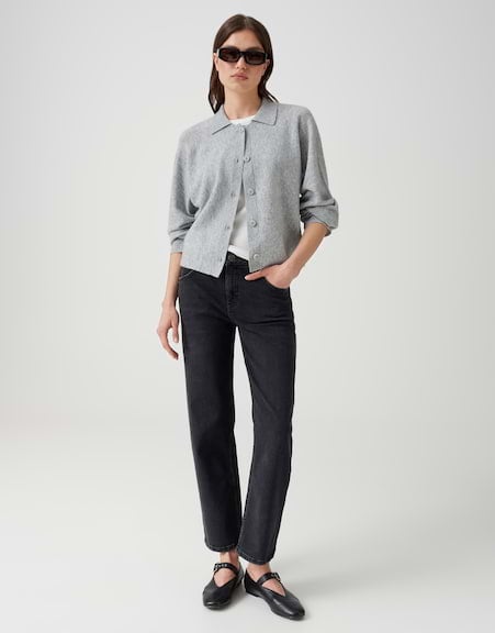 Opus Dulena 10605814390248 trui dames grijs dessin