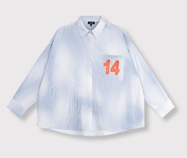Alix the label blouse l/m blauw dessin – dames