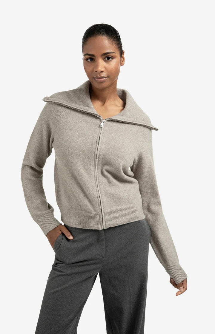 YAYA Women 01-010124-509 vest gebreid dames bruin melee