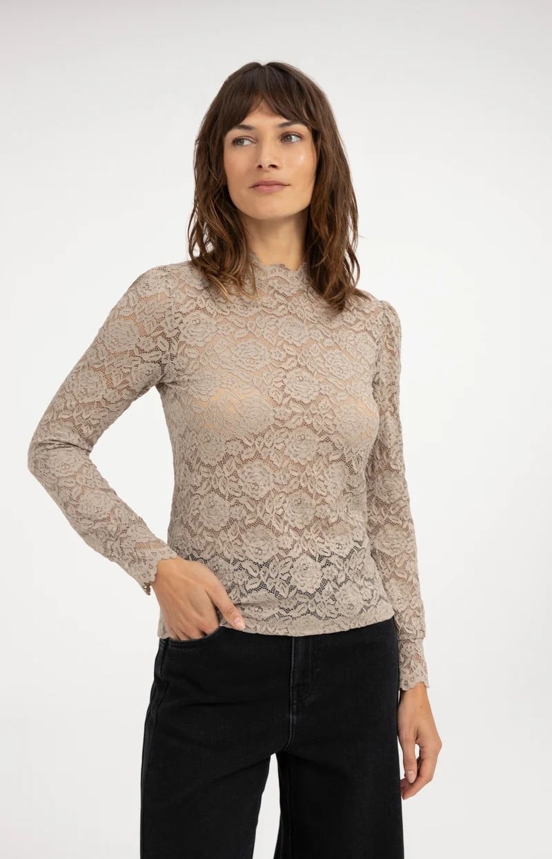 YAYA Women 01-709432-610 top l/m dames taupe