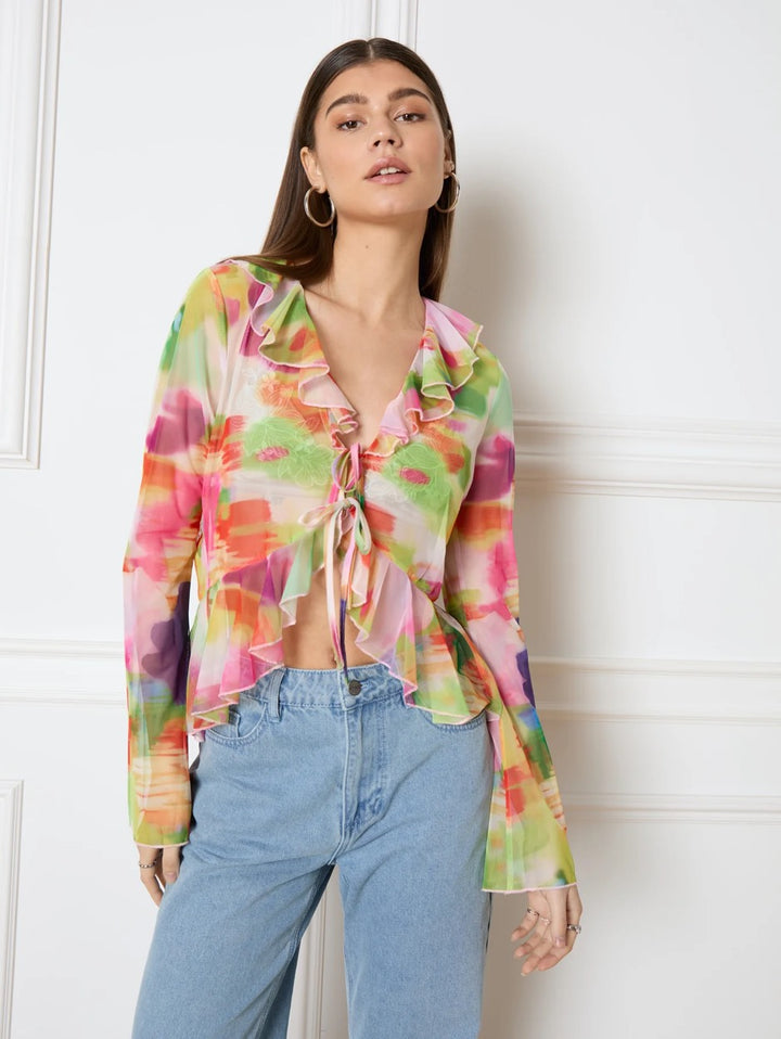 Refined department top l/m dames multicolor