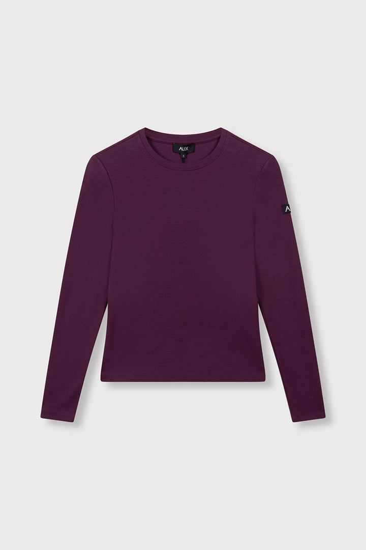 Alix the label t-shirt l/m aubergine – dames
