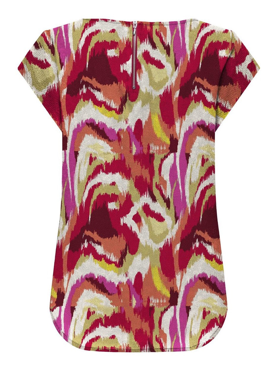 Only 15161116 Vic top dames rood dessin