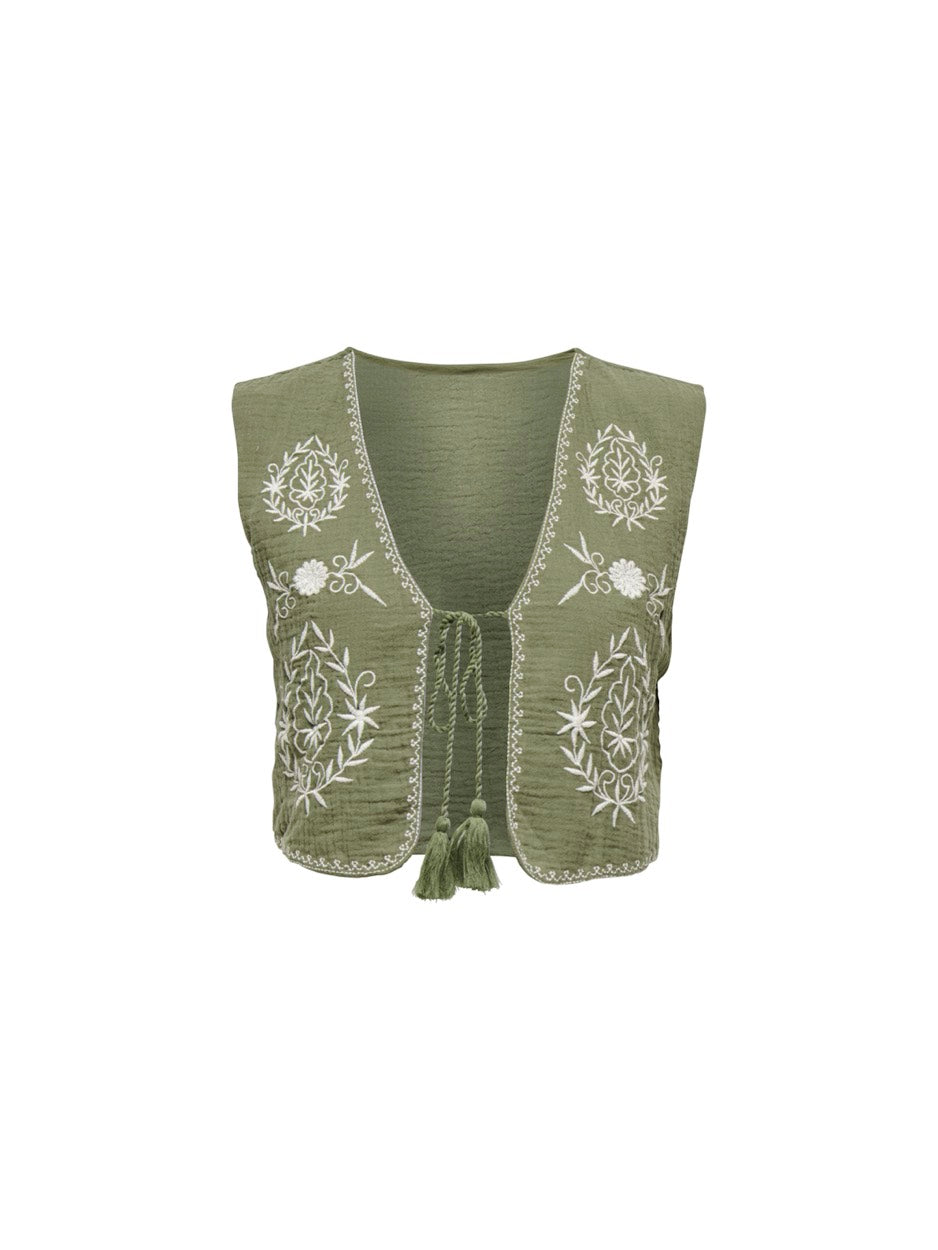 Only gilet dames Thyra groen dessin