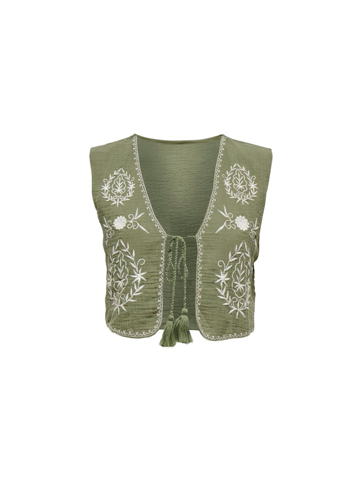 Only gilet dames Thyra groen dessin