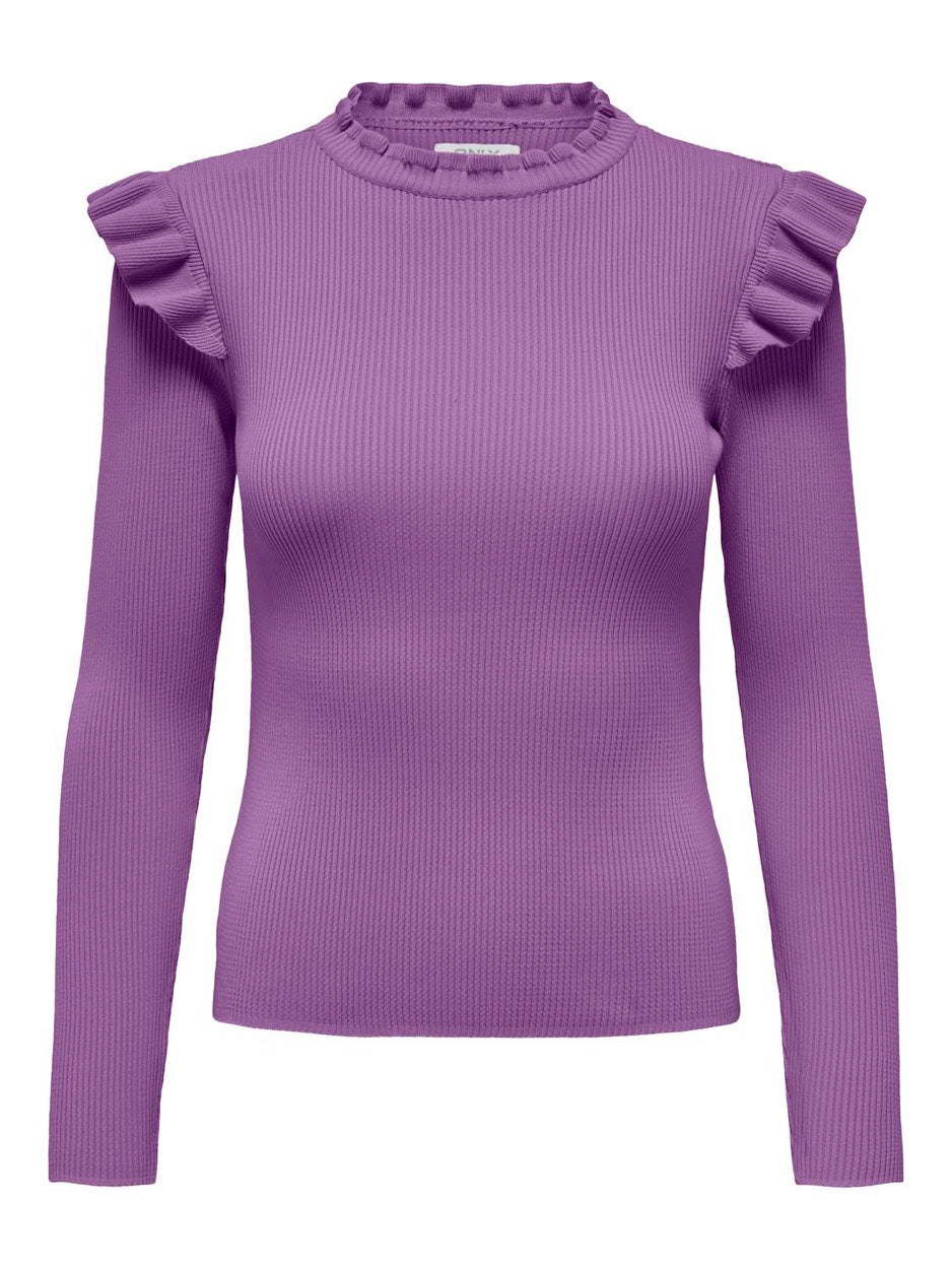 Only t-shirt l/m dames paars – 15262455 Sia
