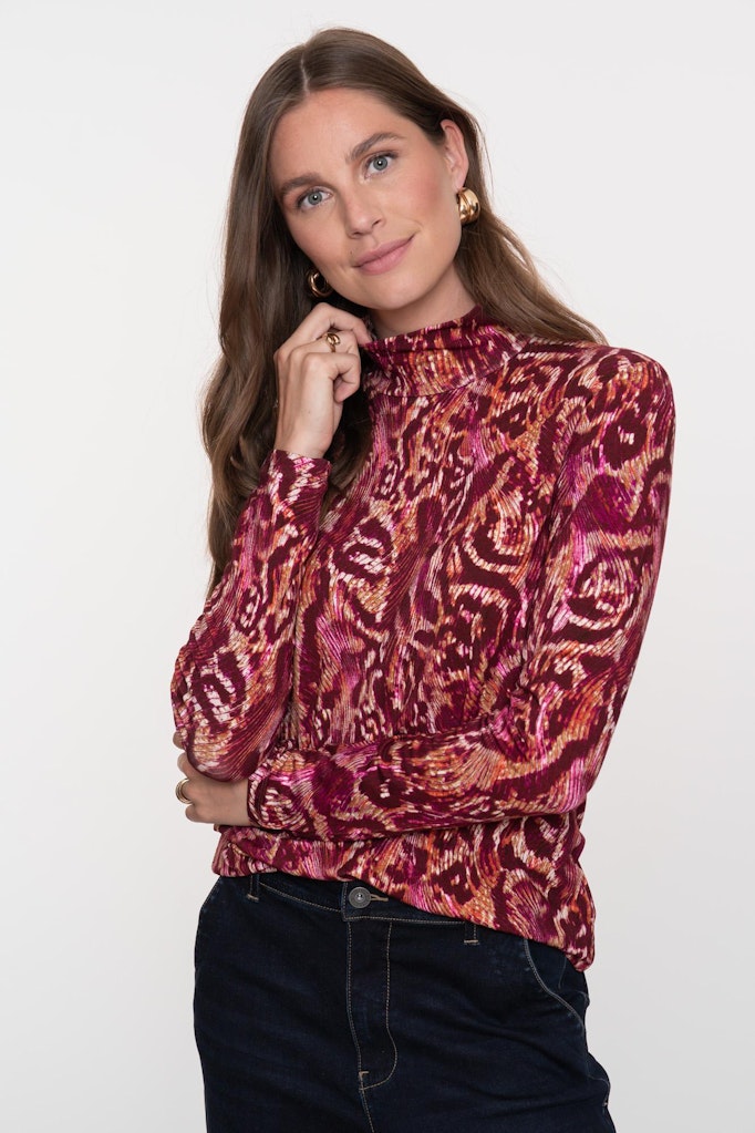 Geisha dames top l/m rood dessin – 52882-60