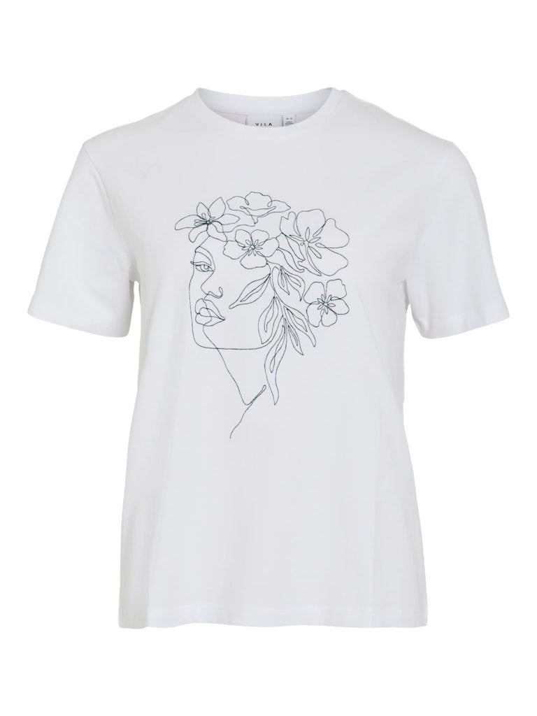 Vila 14103448 nora t-shirt k/m dames wit