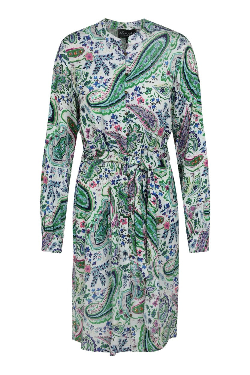 Elvira Casuals E1 23-034 jurk midi dames – wit dessin