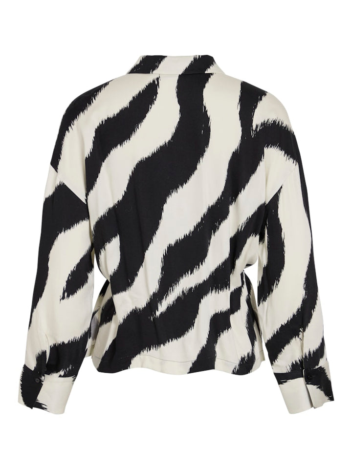 Vila Emmeline blouse l/m zwart dessin – dames