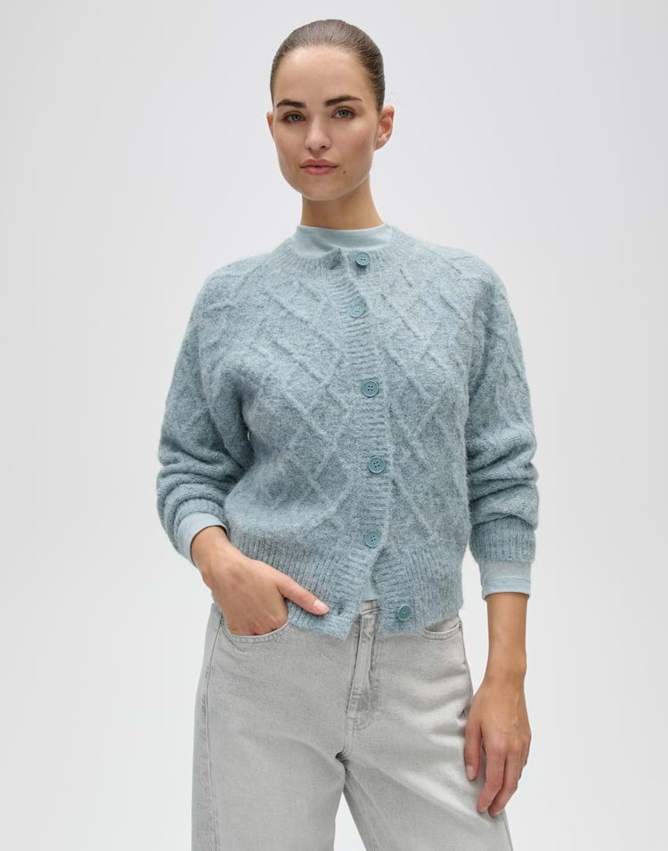 Opus Dable 10633314575475 trui dames grijs melee - Lichtblauw