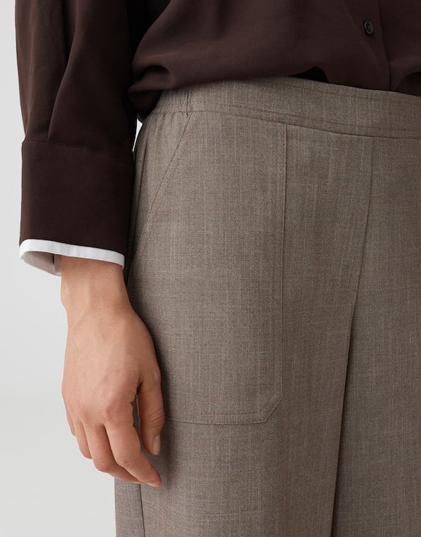 Opus lange broek dames zand – trendy en comfortabel