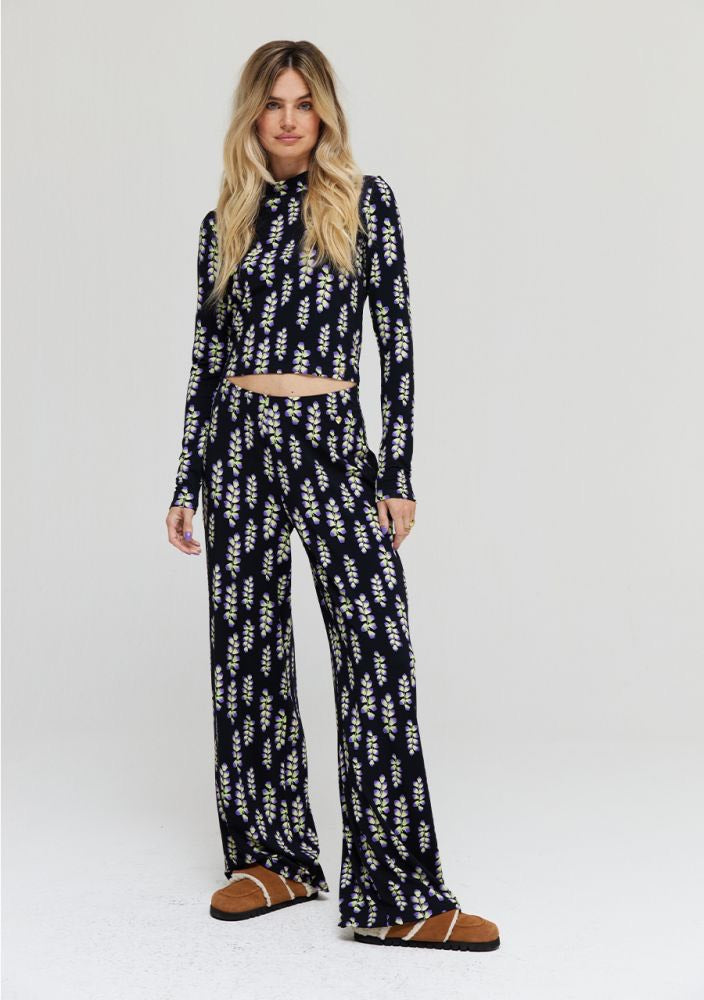 Harper and Yve AW24T102 Jane lange broek dames – zwart dessin