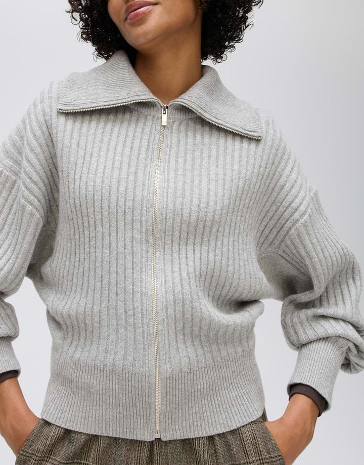 Opus Dodesa 10614711618460 vest sweat dames grijs dessin - Grijs Melee