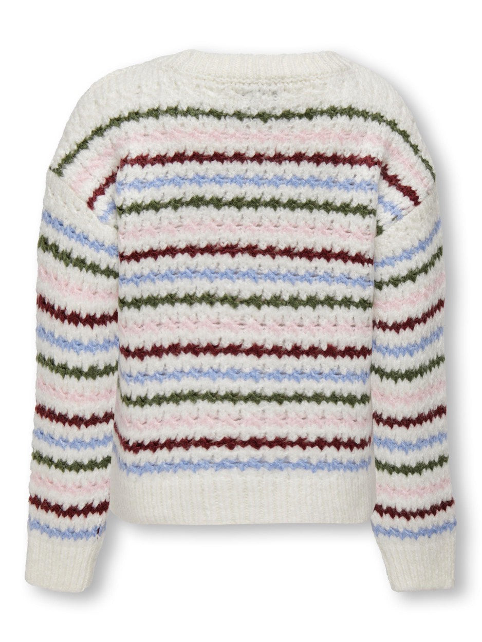 Koghaley L/s Stripe Pullover Knt - Wit Dessin