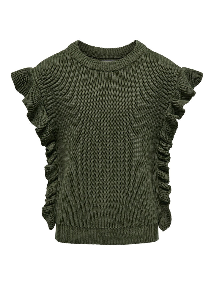 Koggitta Sl Frill Vest Knit - Army