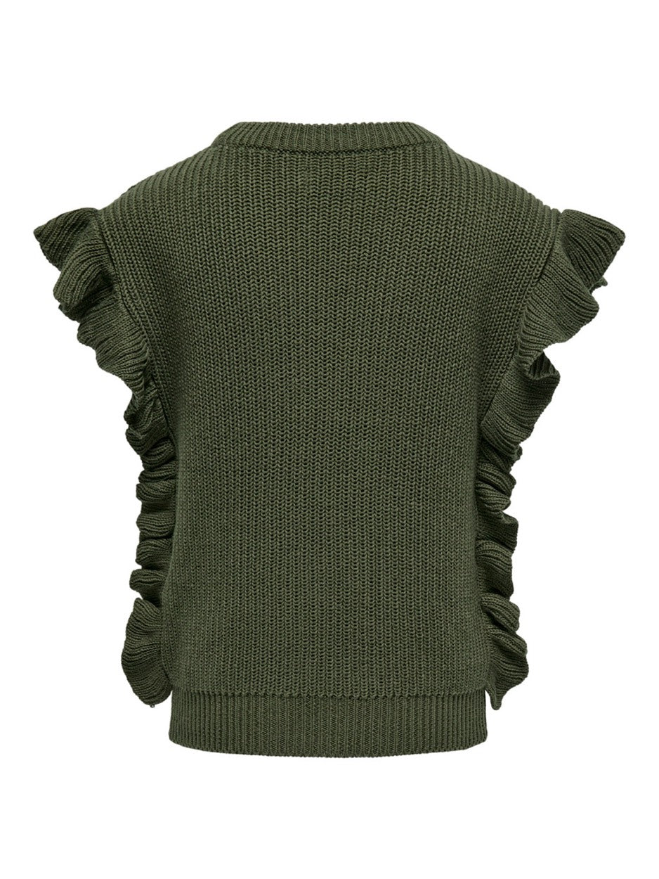 Koggitta Sl Frill Vest Knit - Army