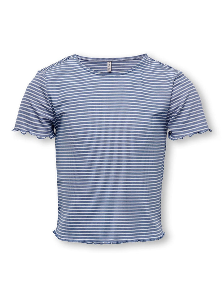 Kogwilma Life S/s Rib Top Jrs - Blauw Dessin