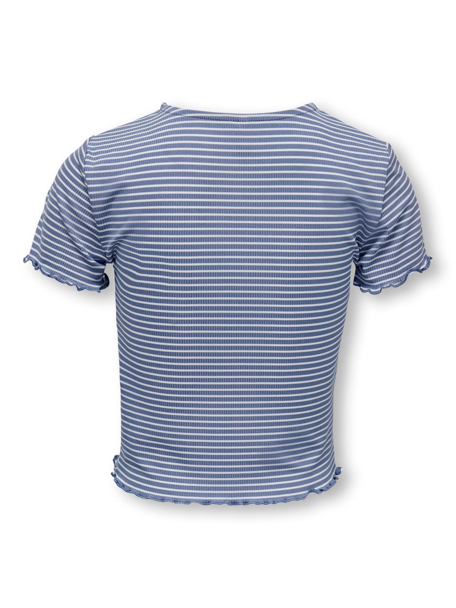 Kogwilma Life S/s Rib Top Jrs - Blauw Dessin