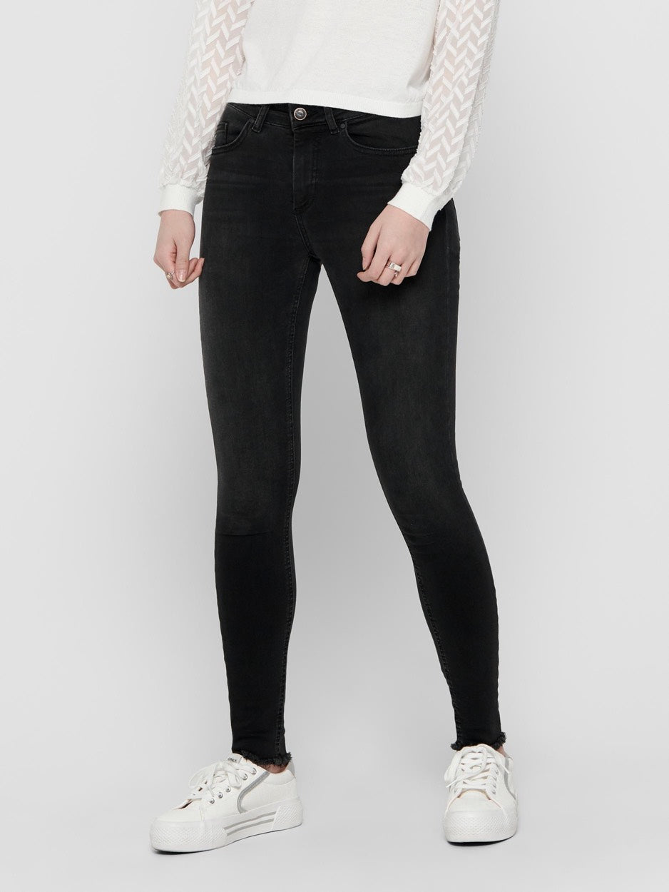 Onlblush Life Midsk Ankraw Rea1099. - Black Denim