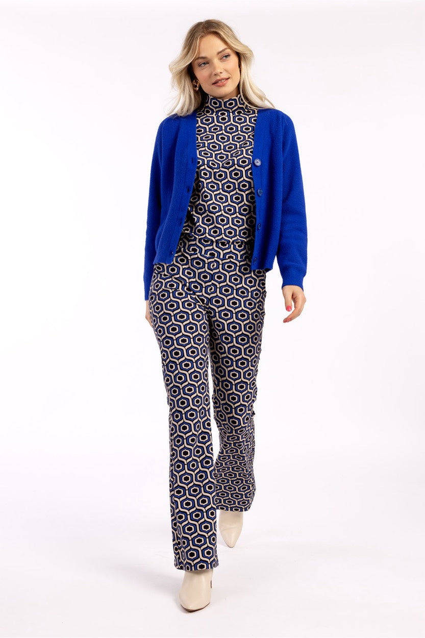 Flair Graphic Trousers - Blauw Dessin