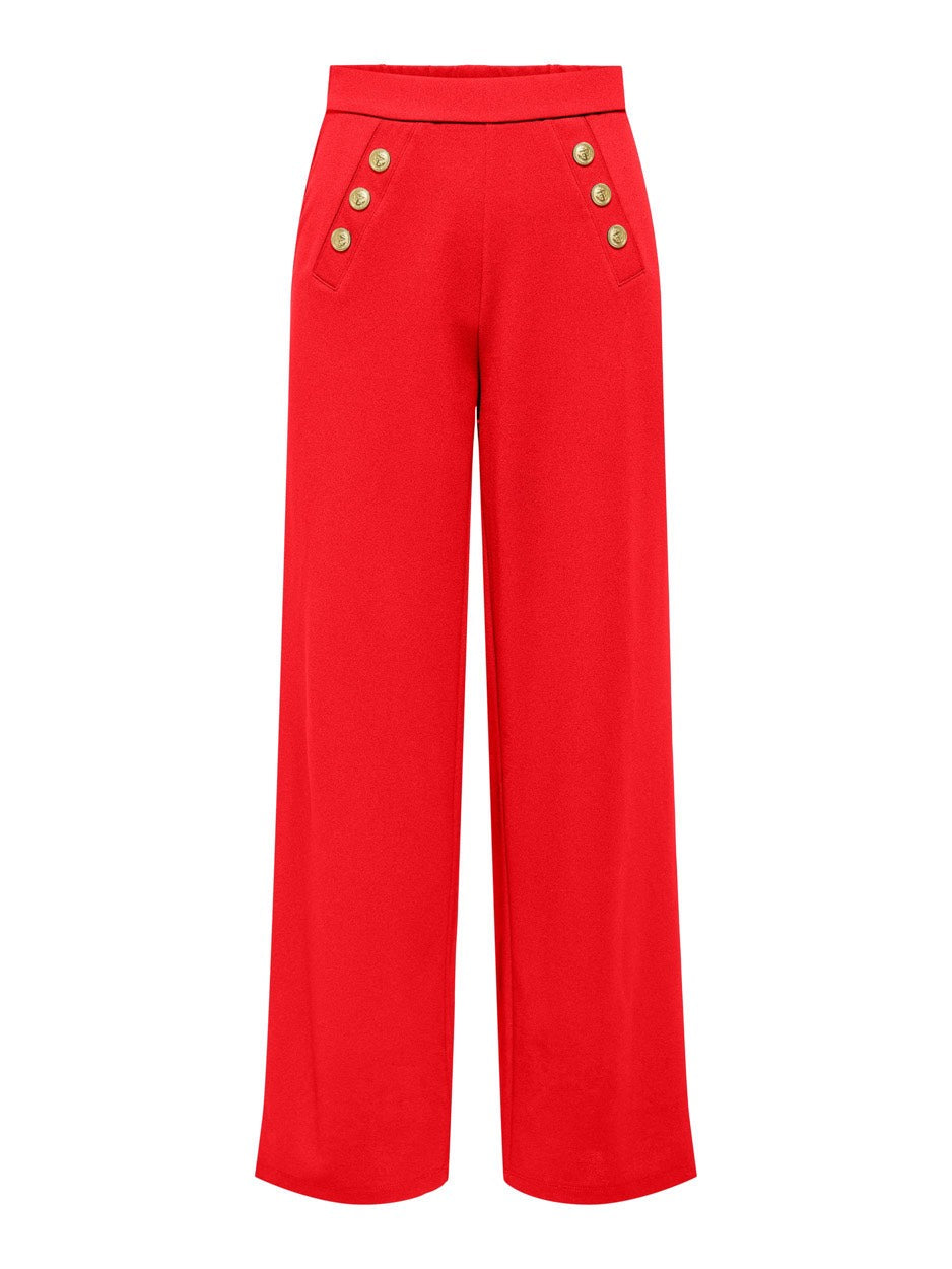 Onlsania High Waist Button Pant Jrs - Rood