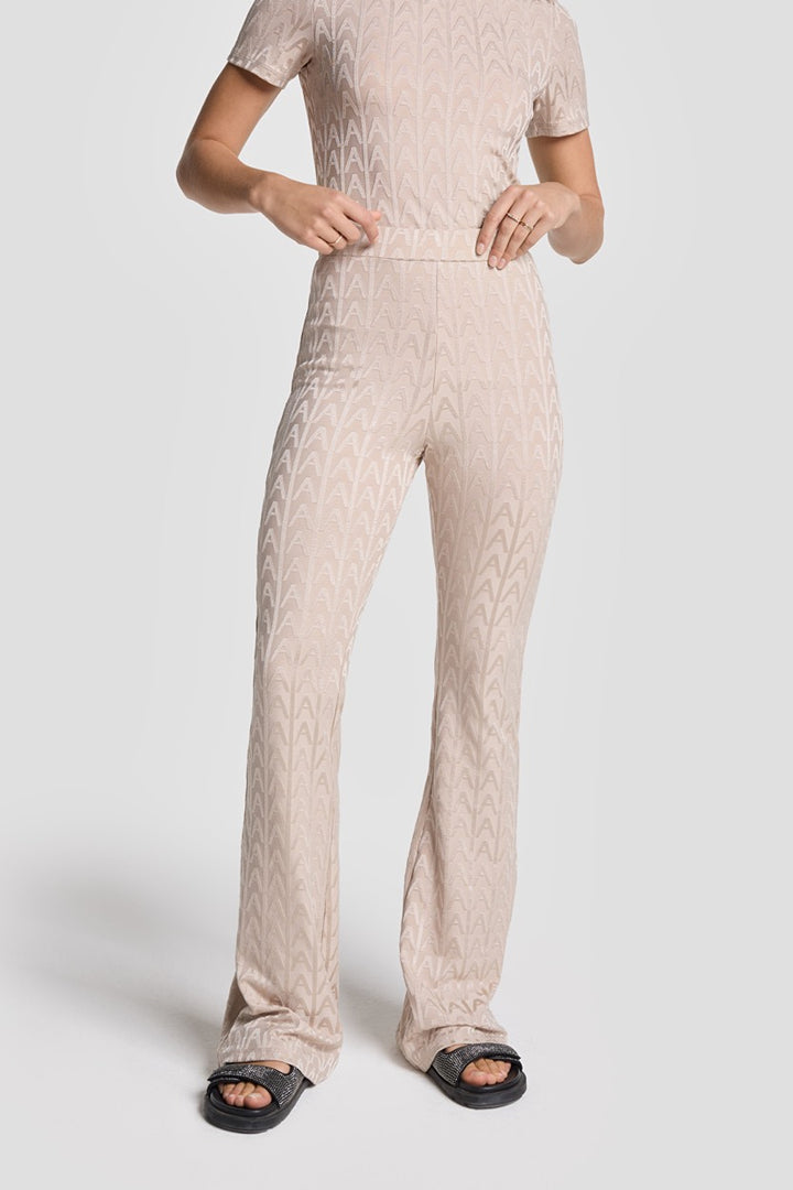 Ladeis Knitte A Jzquard Pant - Taupe