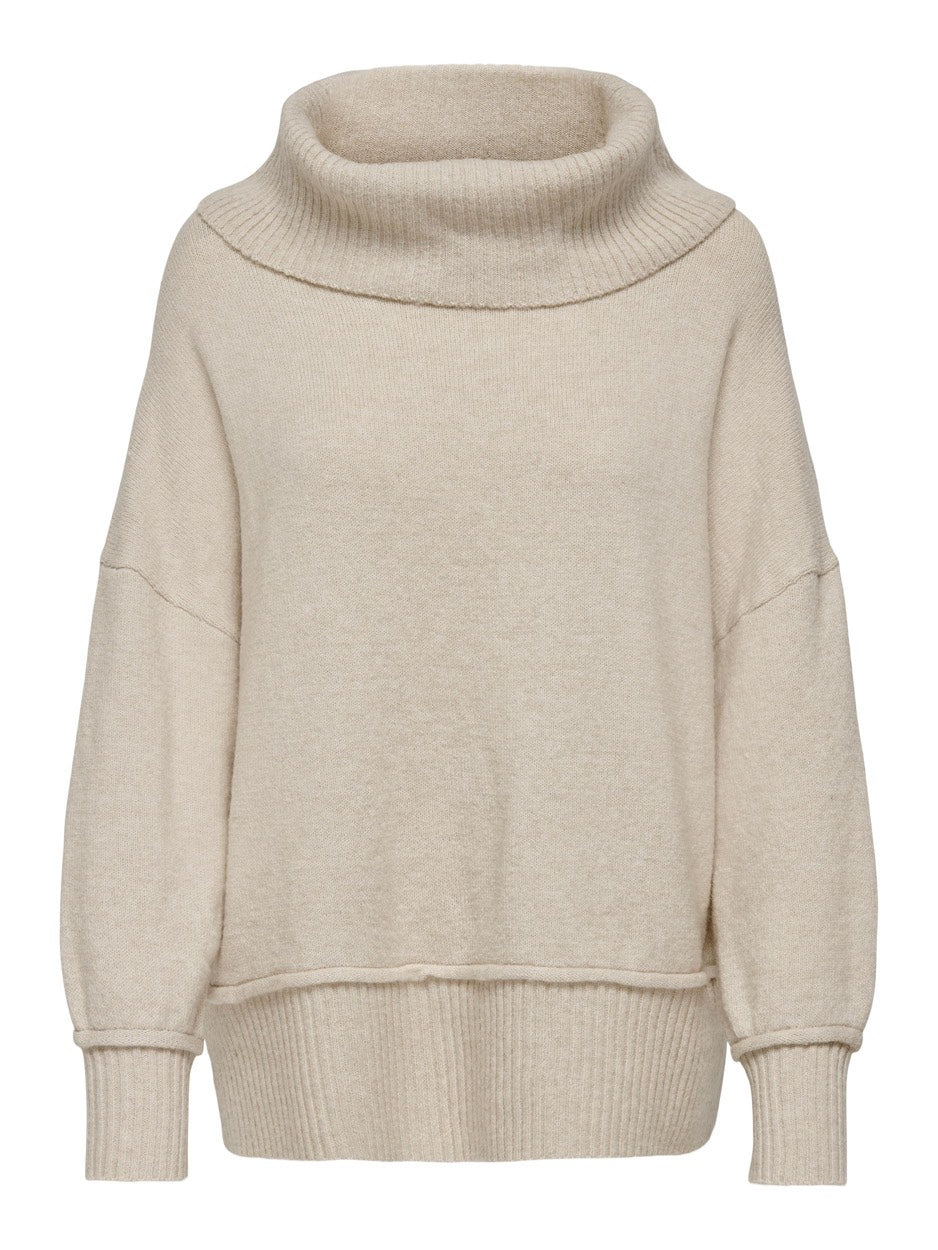 Onlhazel Ls Cowlneck Bf Knt - Beige